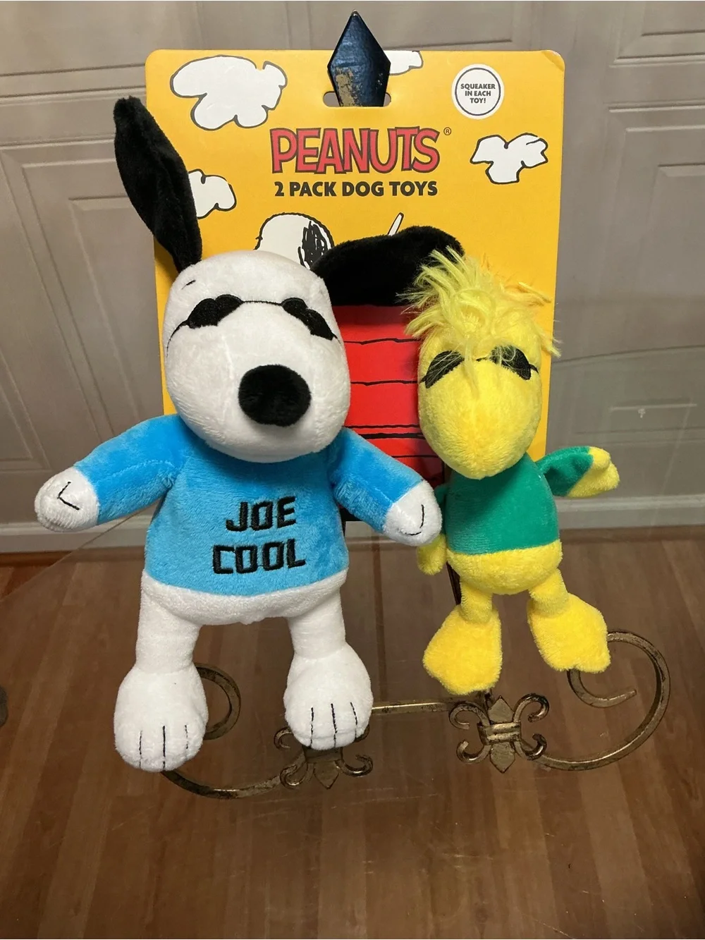 Peanuts Snoopy Joe Cool and Woodstock 2 Pack Plush Squeaker Dog Toys New